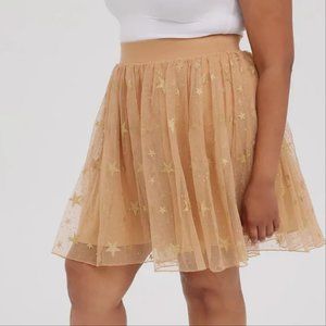 Torrid BROWN & GOLD SKATER MINI SKIRT - TULLE STAR BROWN